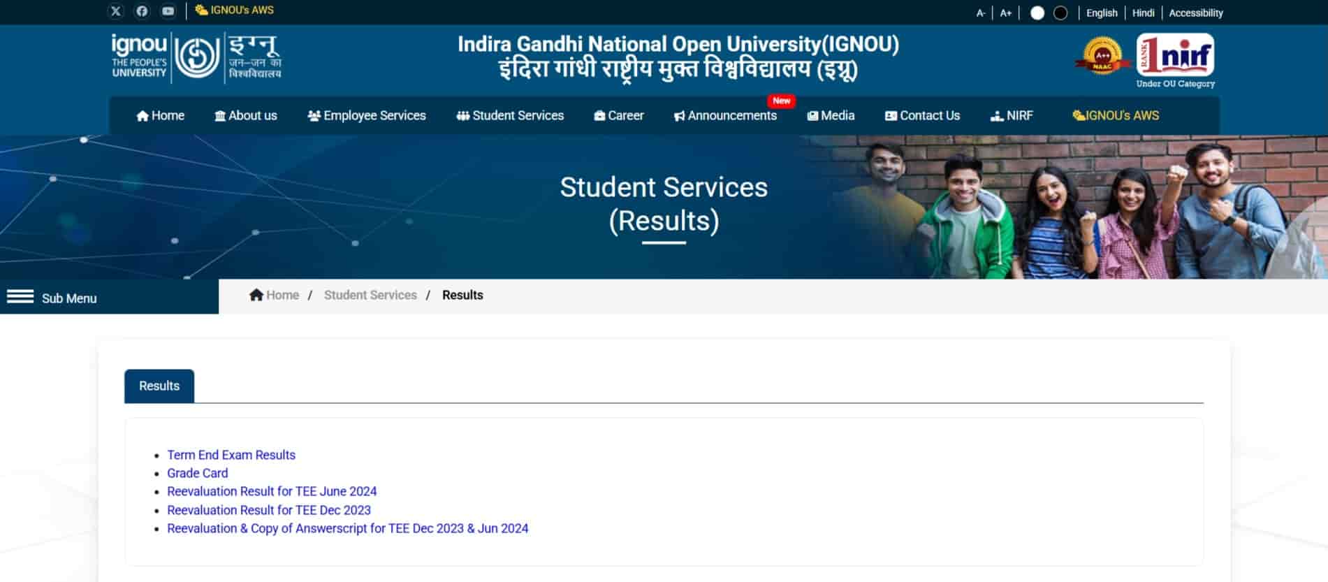 IGNOU TEE June Result 2025